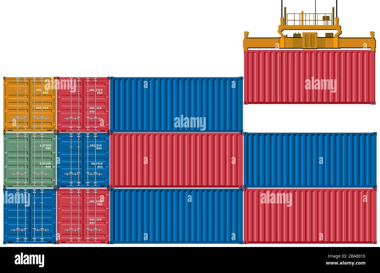 Container loading with container crane Stock Vector