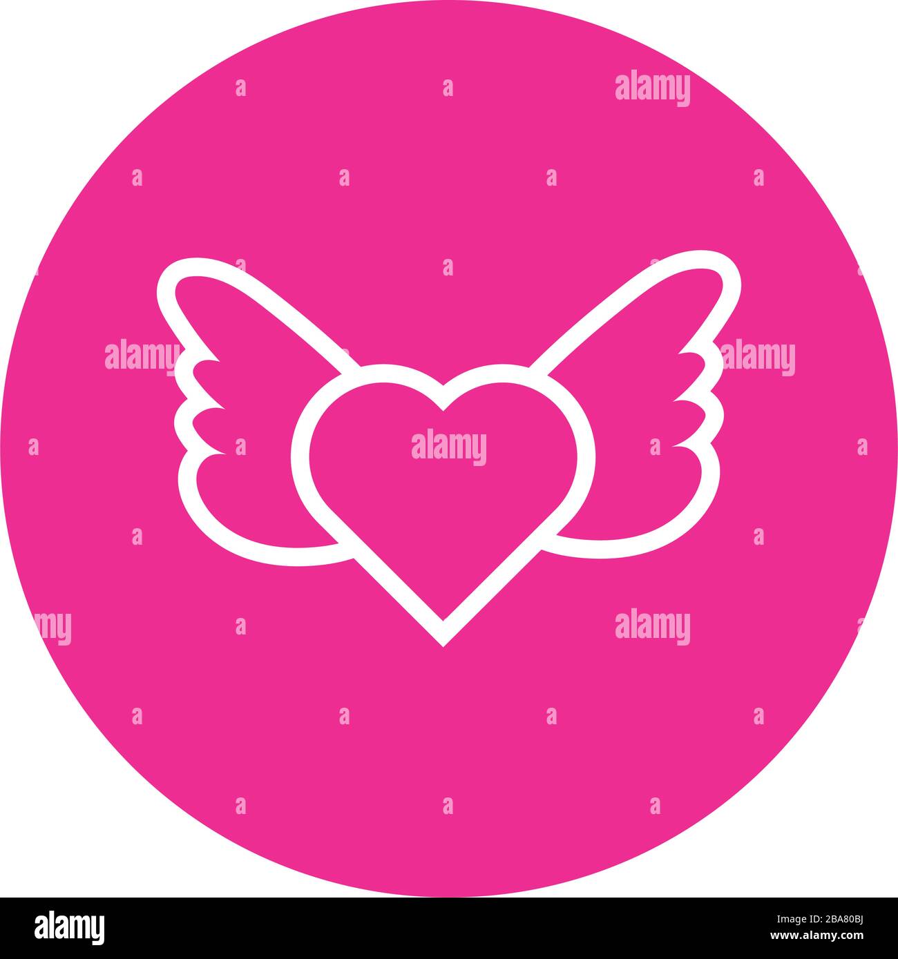 happy valentines day heart with wings block and line style Stock Vector ...