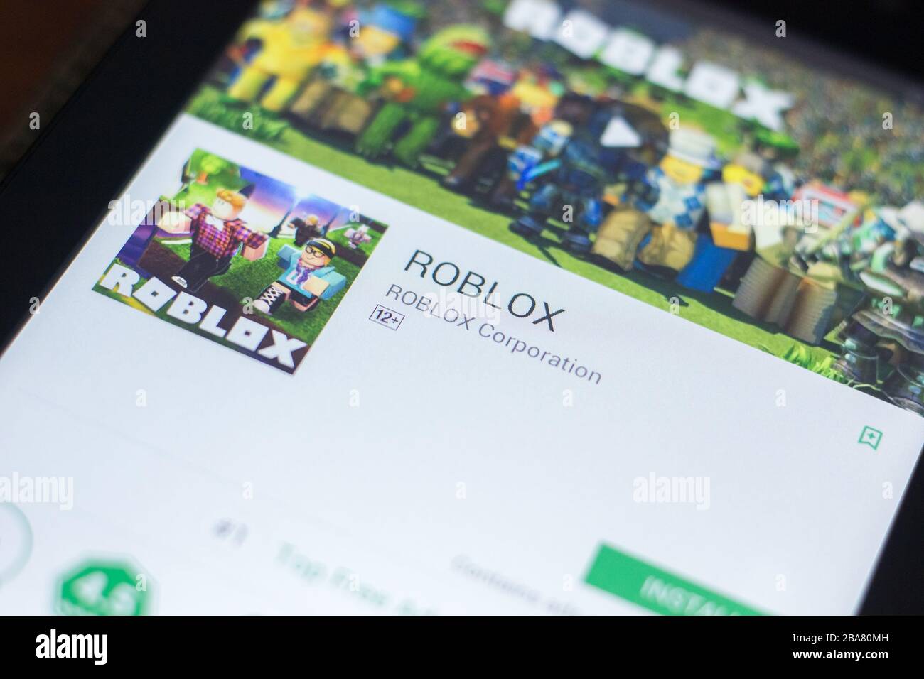 Ryazan, Russia - April 19, 2018 - Roblox mobile app on the display of  tablet PC Stock Photo - Alamy