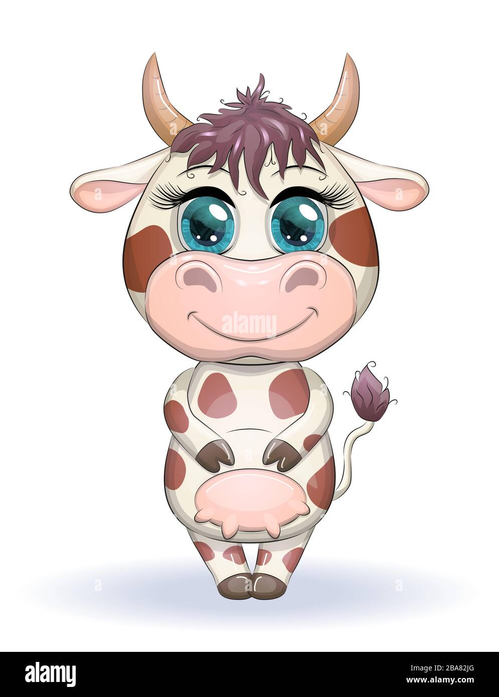 Cute cartoon cow with beautiful blue eyes. Children's illustration Stock  Vector Image & Art - Alamy