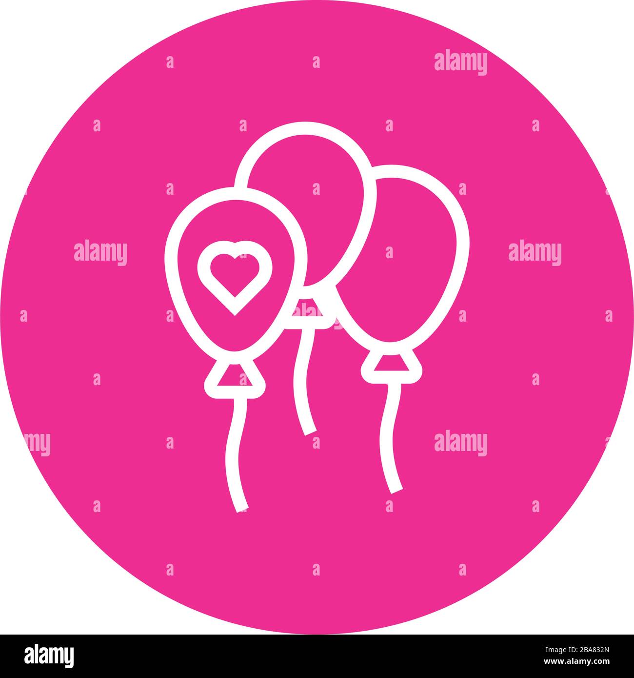 happy valentines day heart balloons helium block and line style Stock ...