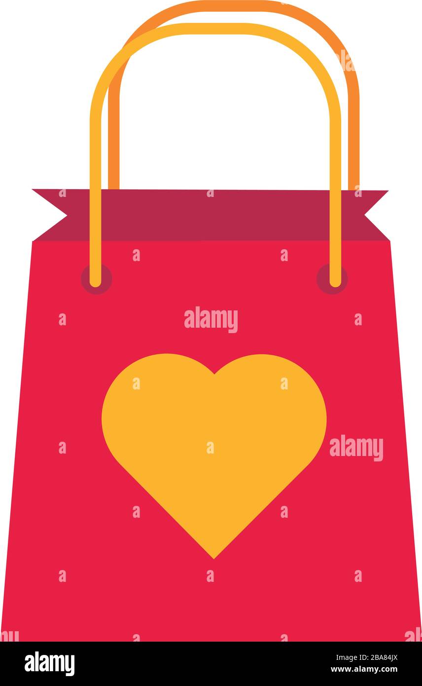 shopping bag paper with heart love flat style Stock Vector Image & Art ...