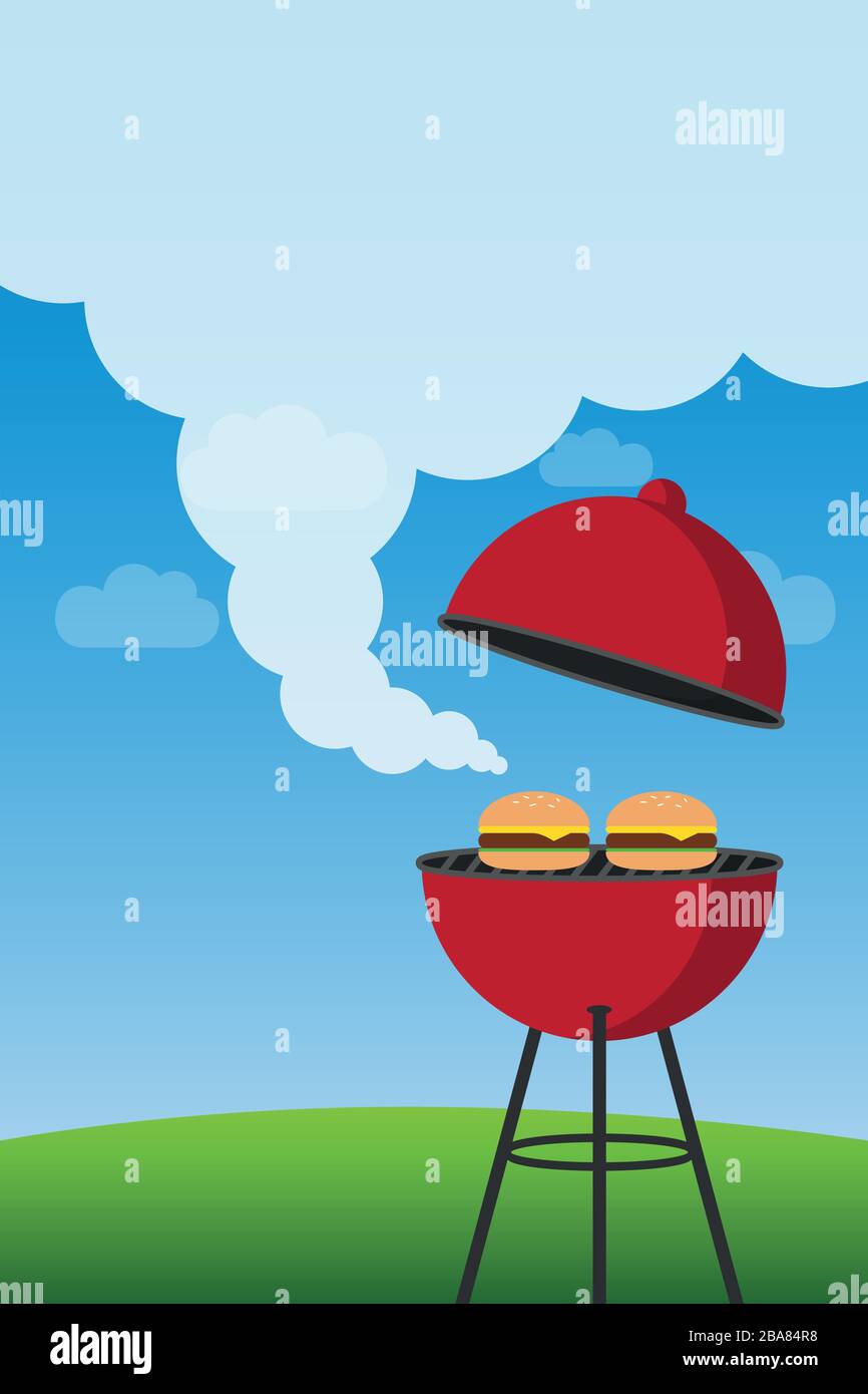 summer time barbeque on green meadow vector illustration EPS10 Stock Vector