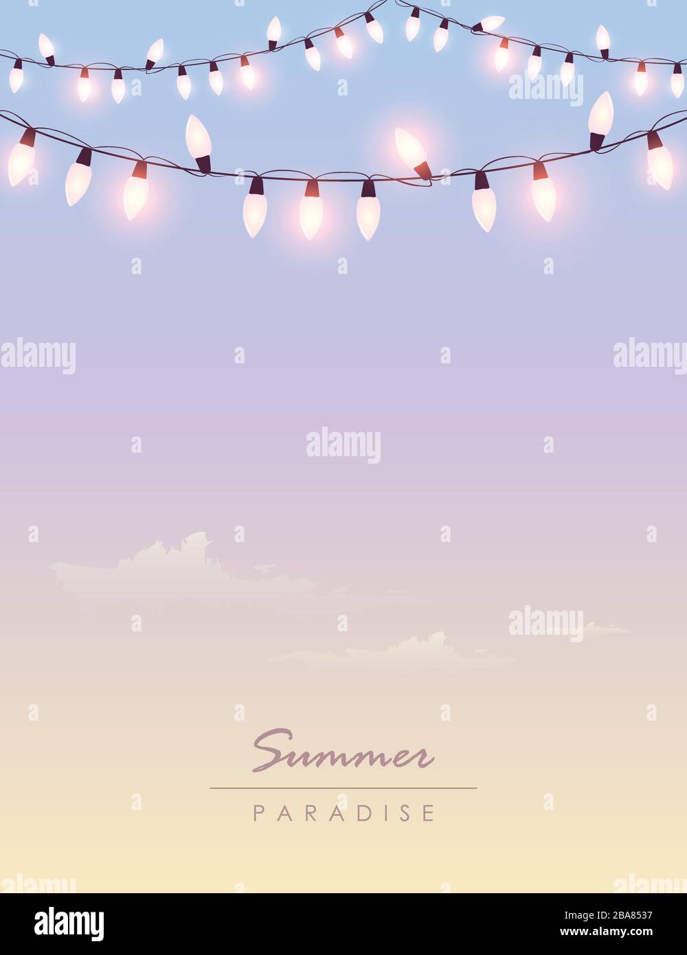 bright summer paradise sky background with fairy light vector illustration EPS10 Stock Vector