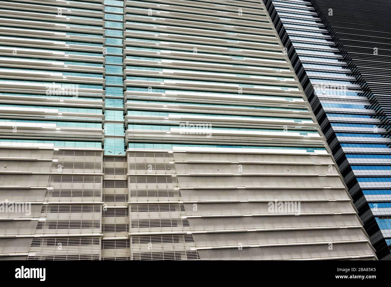 Abstract Modern Glass Financial Skyscraper Architecture Detail - Background abstract of skyscraper facade. office buildings. modern glass architecture Stock Photo