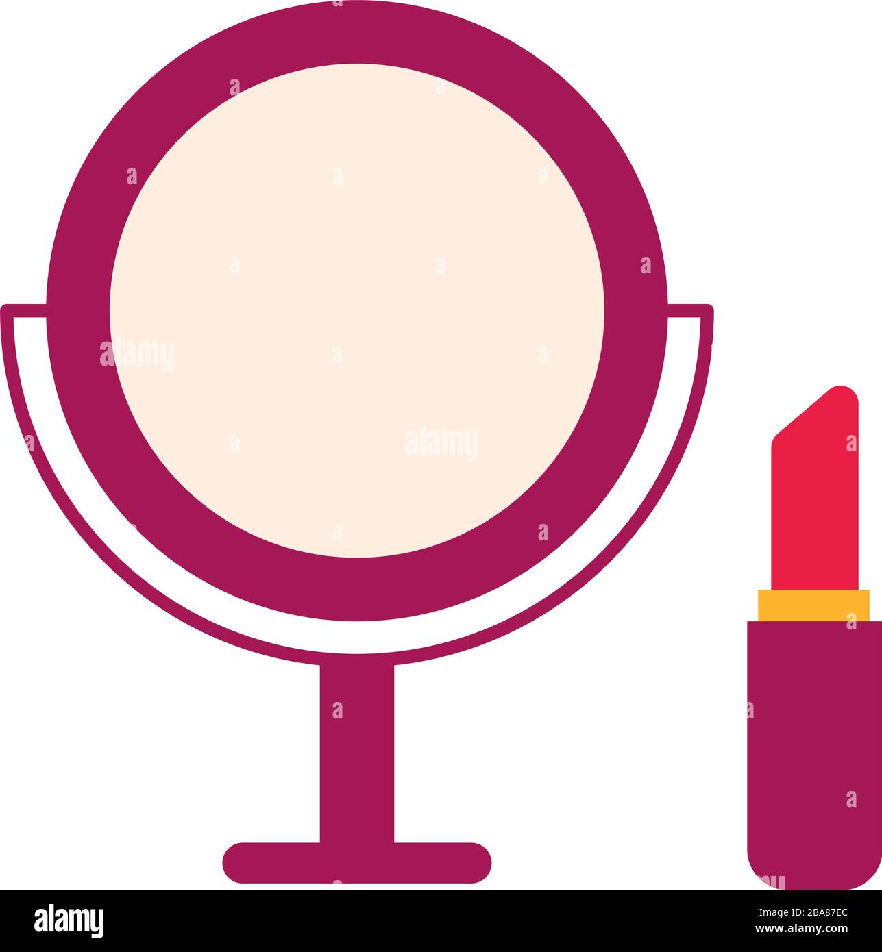 mirror and lipstick makeup flat icon Stock Vector