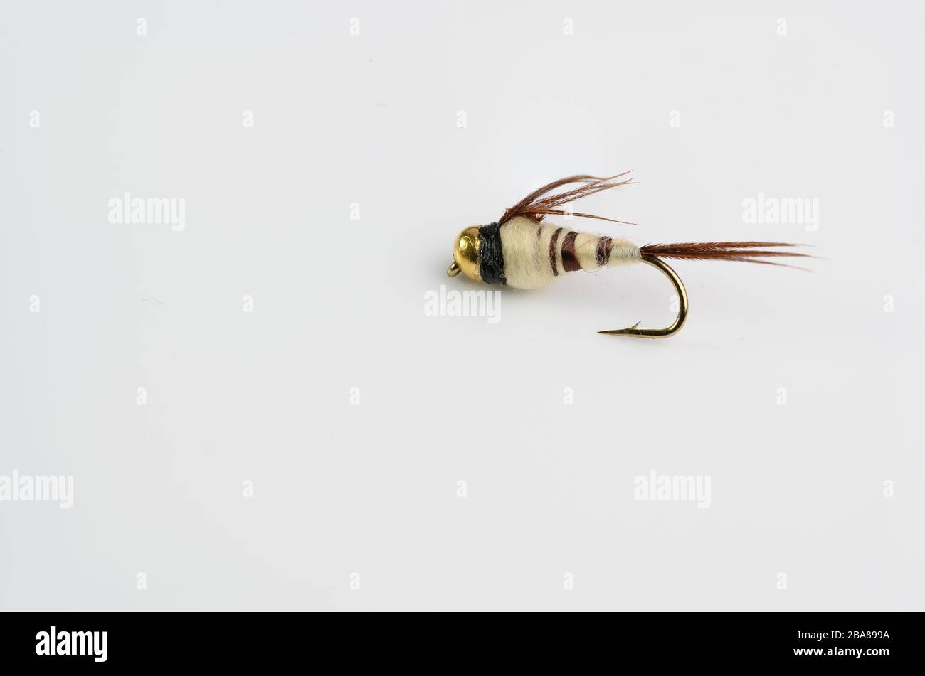 Wet Fly Fishing Nymph Walkers Mayfly with brass bead head Stock Photo