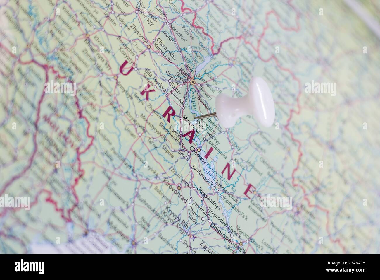 Ukraine on the map of the world or atlas Stock Photo - Alamy