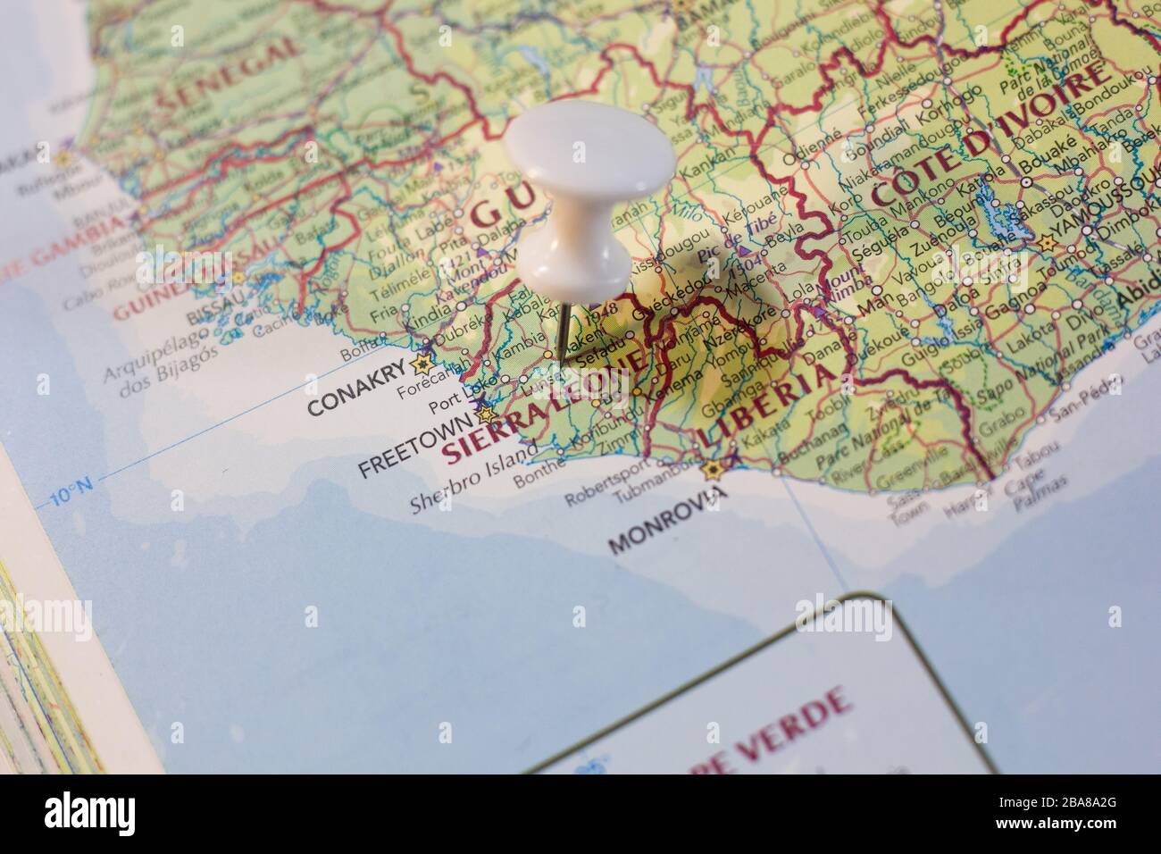 Sierra Leone on the map of the world or atlas Stock Photo - Alamy