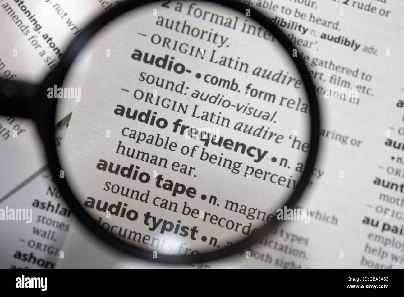 The word of phrase audio frequency in a dictionary Stock Photo - Alamy