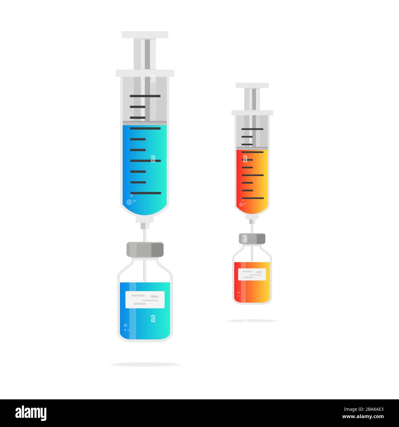 Syringe, injection and vial. Vaccine, medical, epidemic disease concept, isolated vector illustration Stock Vector