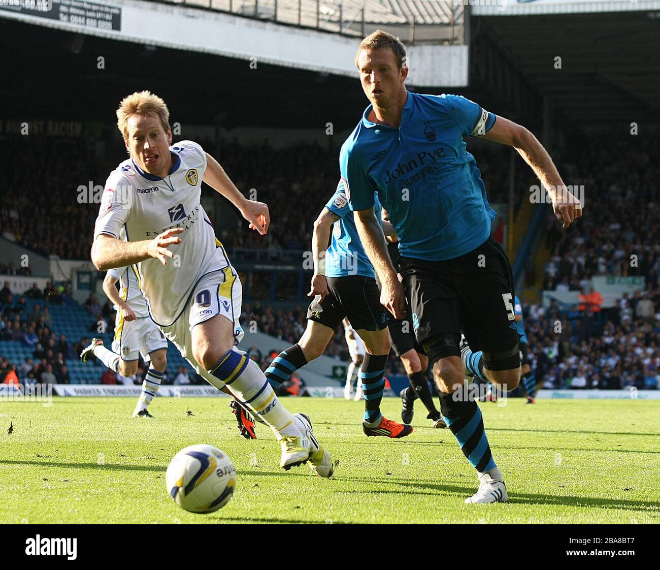 Leeds United's goal scorer Dominic Poleon and Nottingham Forest's Danny Collins Stock Photo Alamy