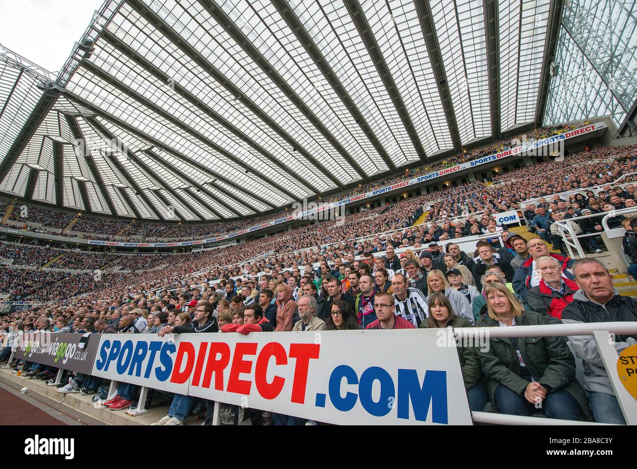 A general view of fans in the Sir John Hall stand at St James' Park, home of Newcastle United Stock Photo