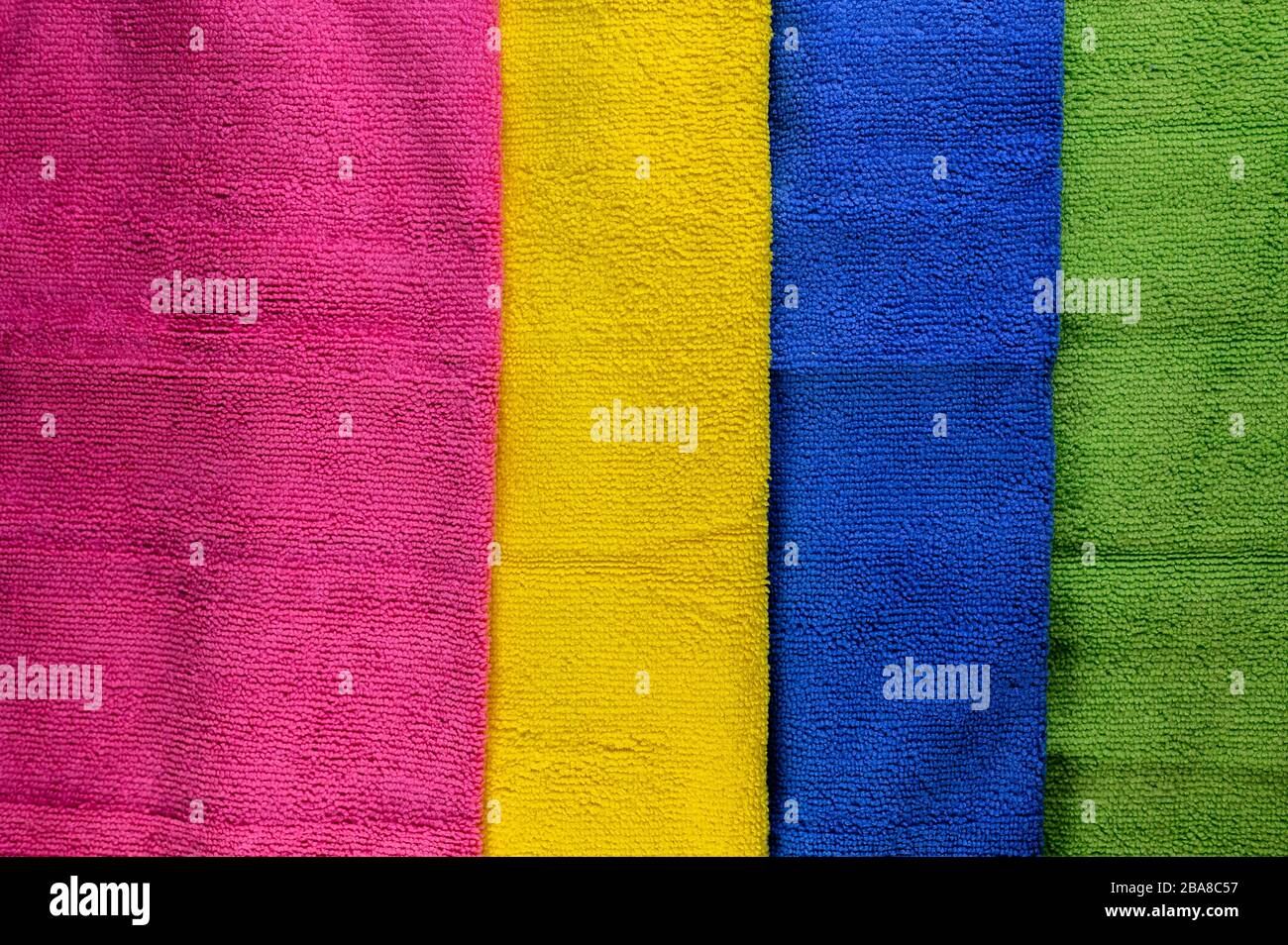 colorful microfiber Towels for beach use and domestic cleaning Stock Photo