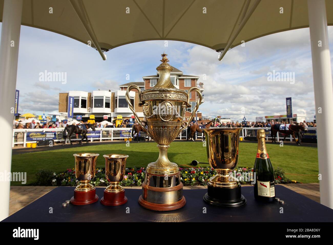 The Gold Cup trophy on display during Ayr Gold Cup Day at Ayr