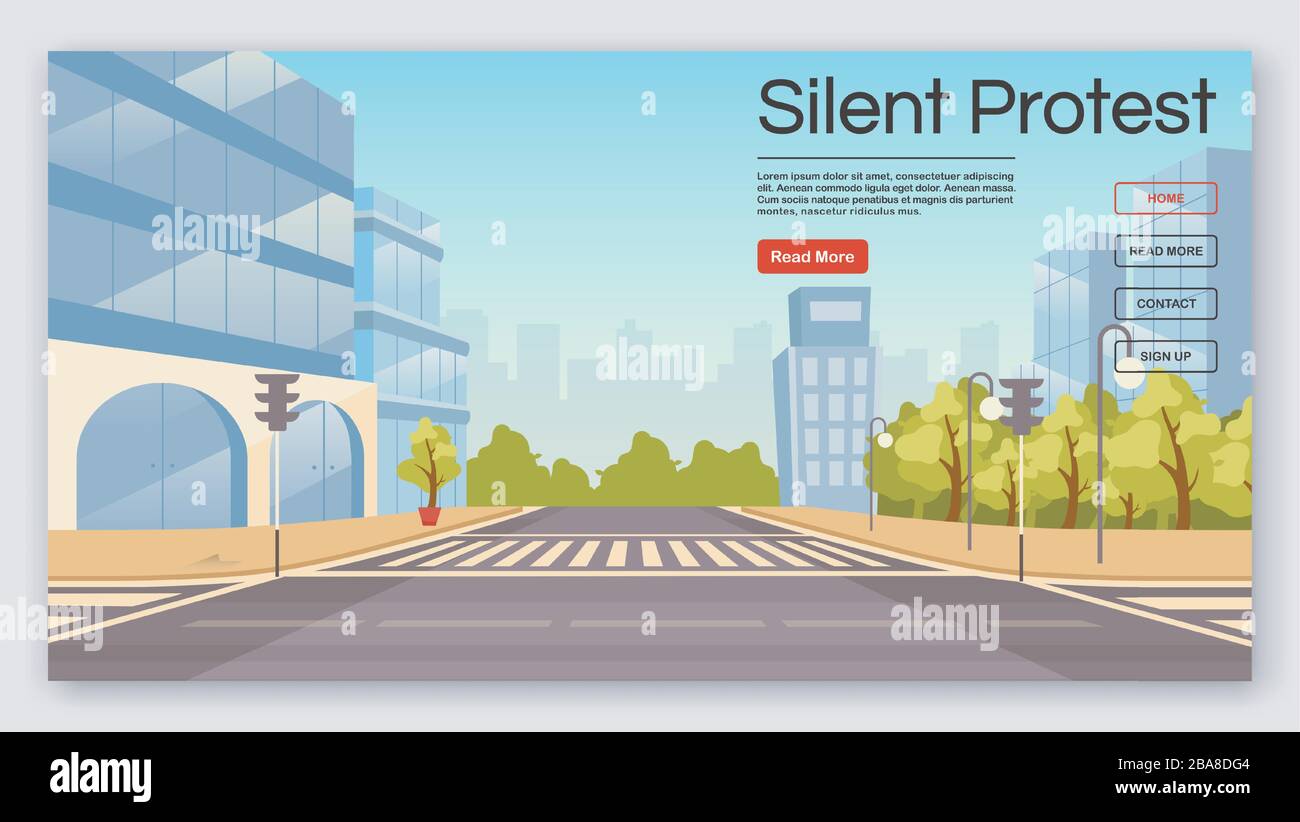 Silent protest landing page vector template. Democracy manifestation ...