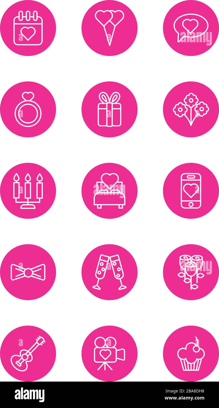 bundle of valentines day block and line style set icons Stock Vector ...
