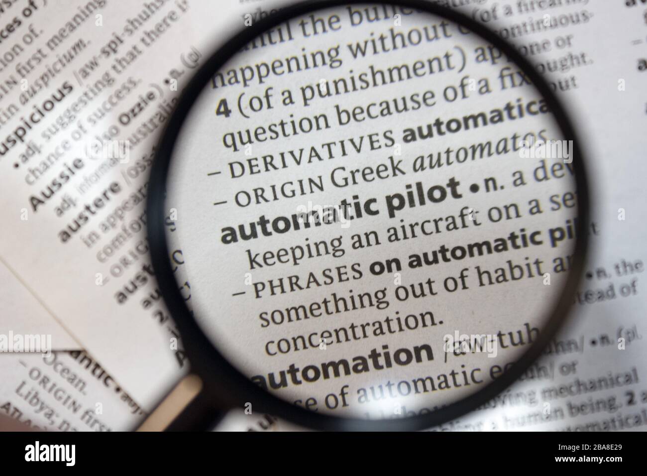 The word of phrase automatic pilot in a dictionary Stock Photo Alamy