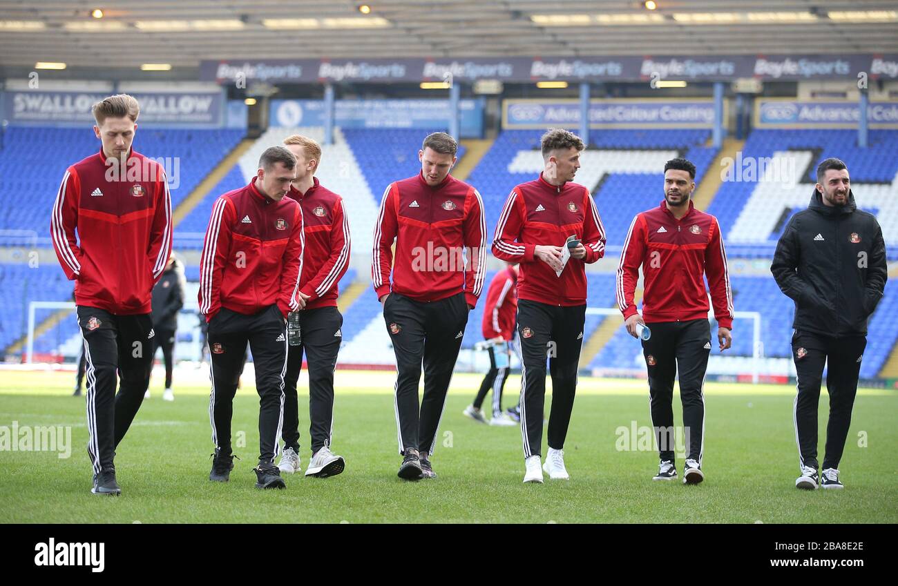 Sunderland's players after inspect the pitch ahead of the match Stock Photo