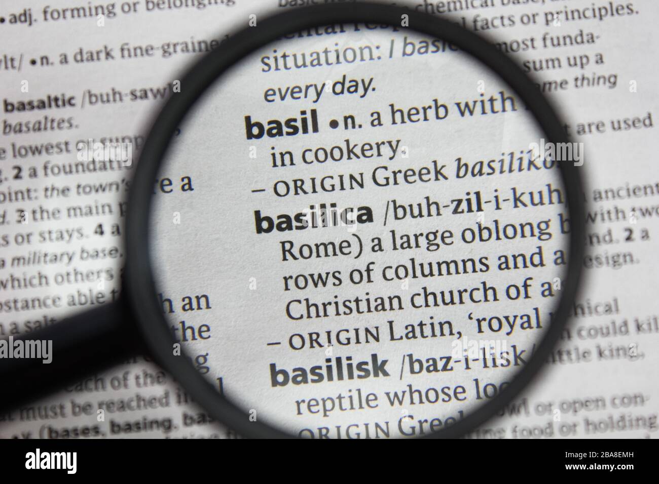 The word or phrase basilica in a dictionary Stock Photo - Alamy