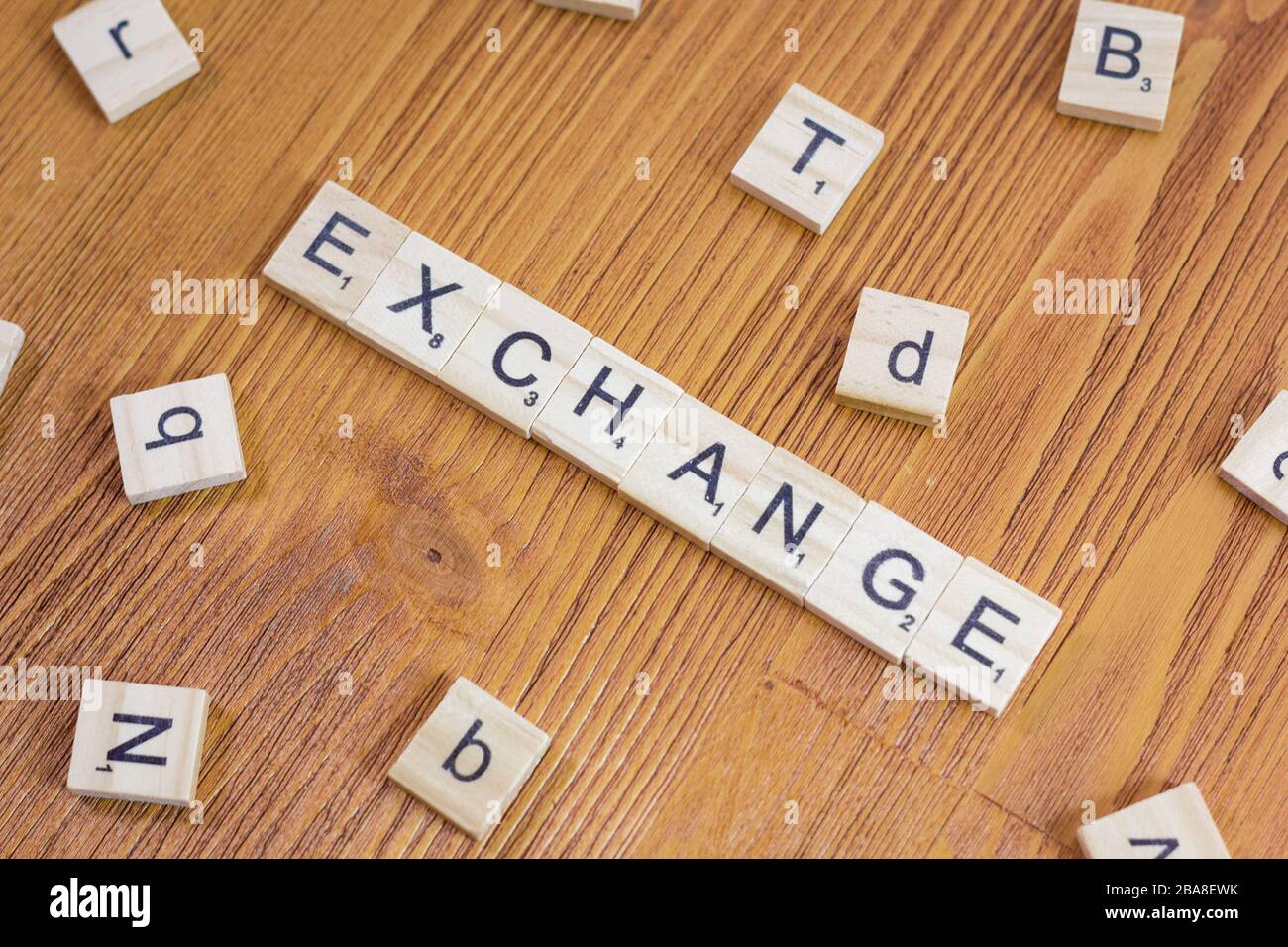 Word or phrase Exchange made with scrabble letters, great image for