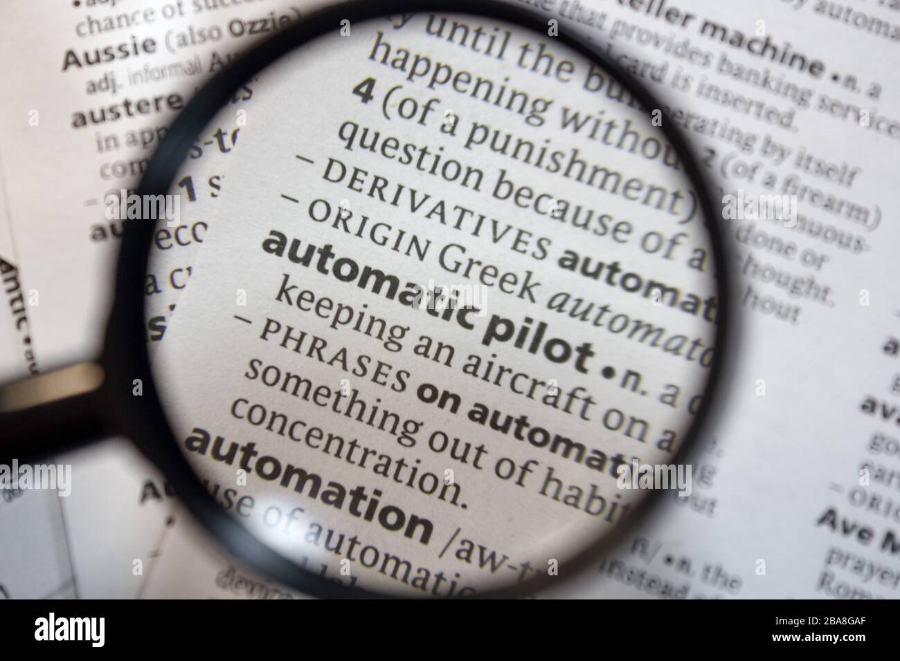 The word of phrase automatic pilot in a dictionary Stock Photo Alamy