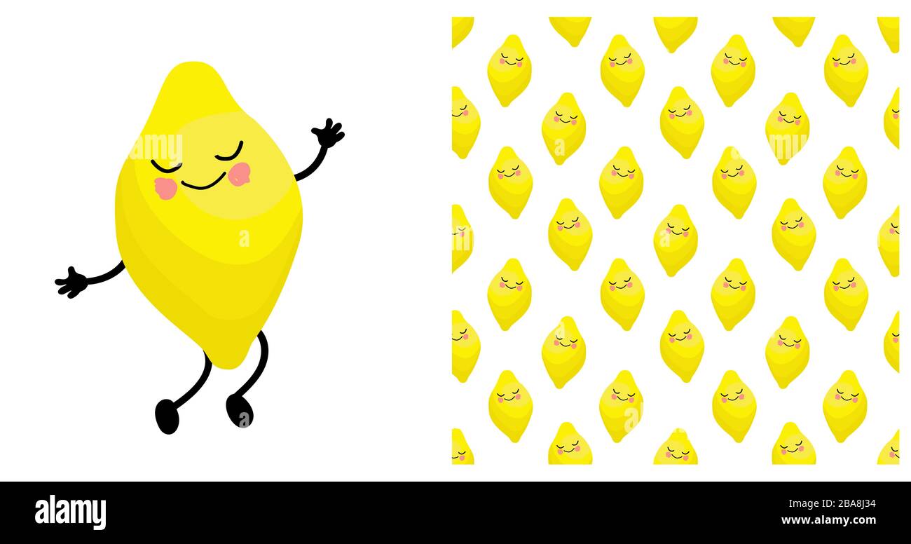 limin. Exotic fruit. citrus character and seamless pattern. Vector illustration.. Stock Vector
