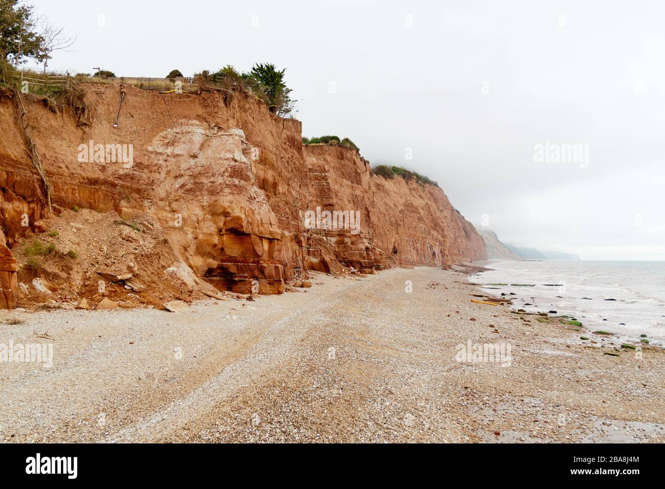 Cliff erosion at Sidmouth Stock Photo