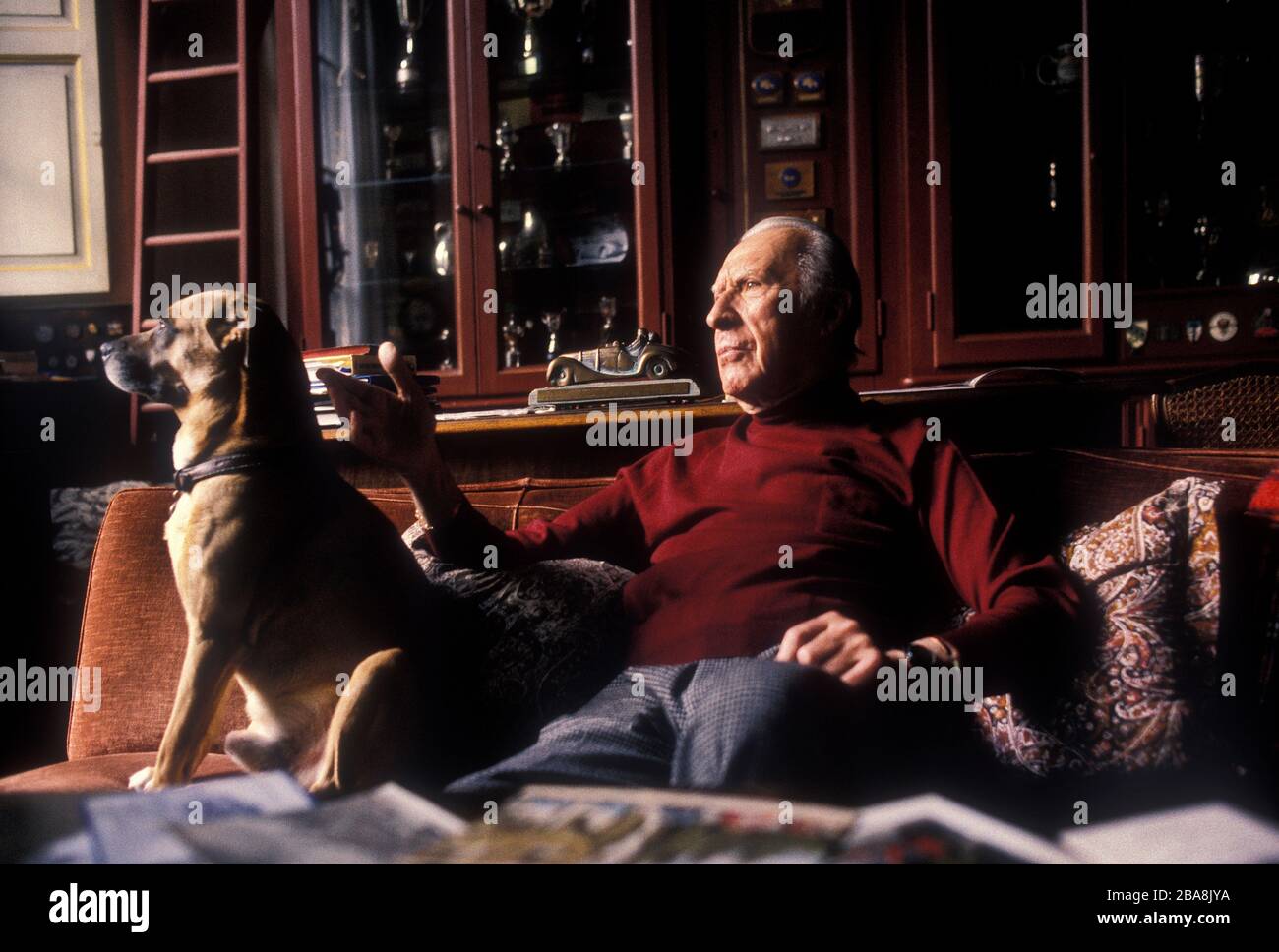 Count Giovanni (Johnny) Lurani photographed at his Villa in Calvenzano Italy 1992 Stock Photo