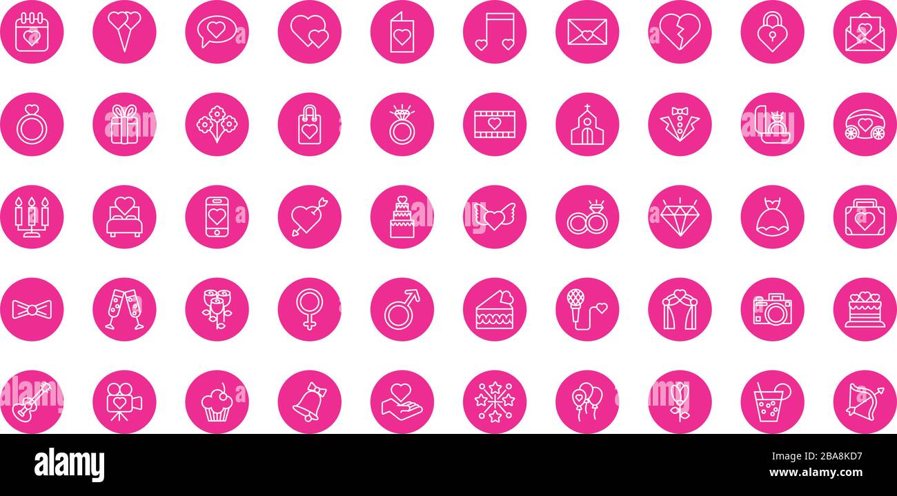 bundle of valentines day block and line style set icons Stock Vector ...
