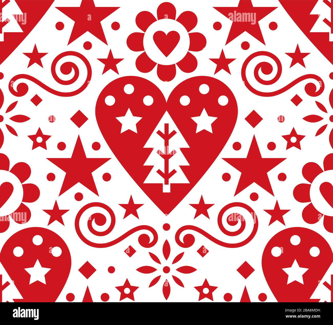 Christmas Scandinavian folk art vector seamless pattern - repetetitive ...