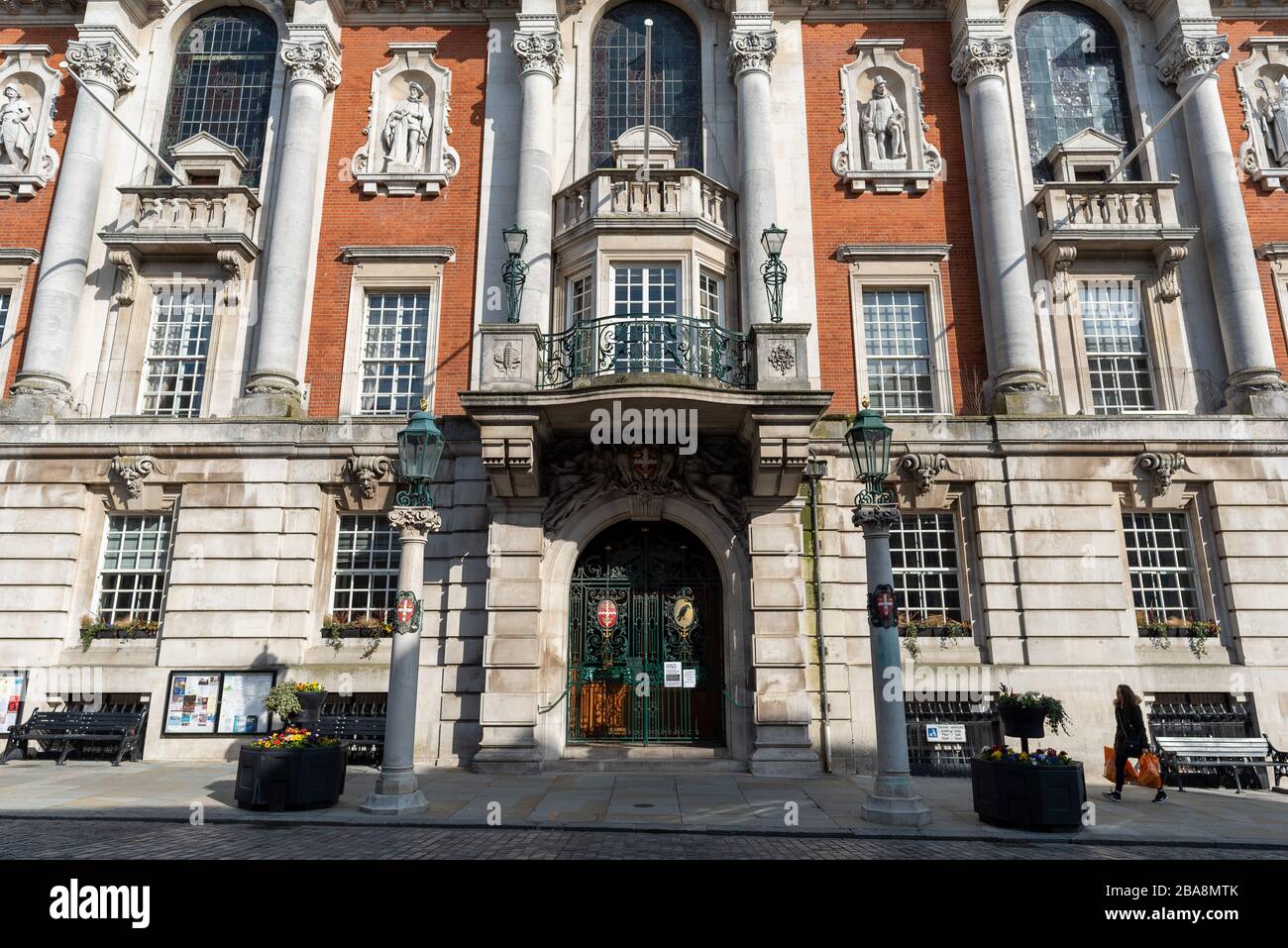 Colchester Town Hall closed for business during Covid-19 Coronovirus pandemic social distancing measures, Colchester, UK, 26th March 2020 Stock Photo