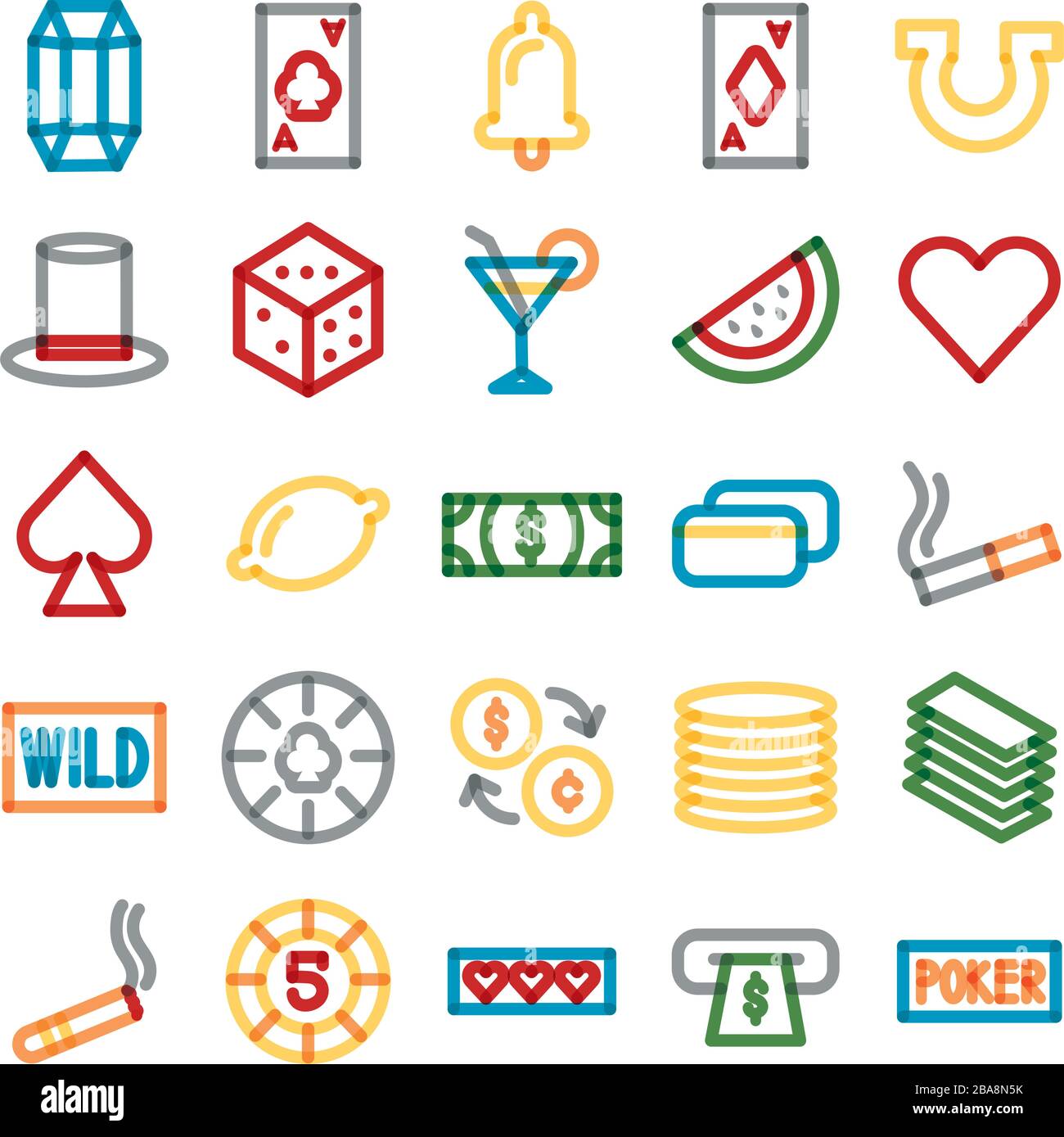 Gaming luck icons set hi-res stock photography and images - Alamy