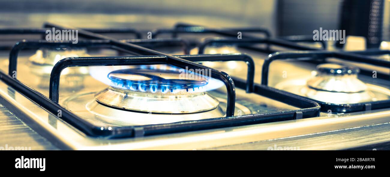 Gas supply from the mains - household propane usage Stock Photo
