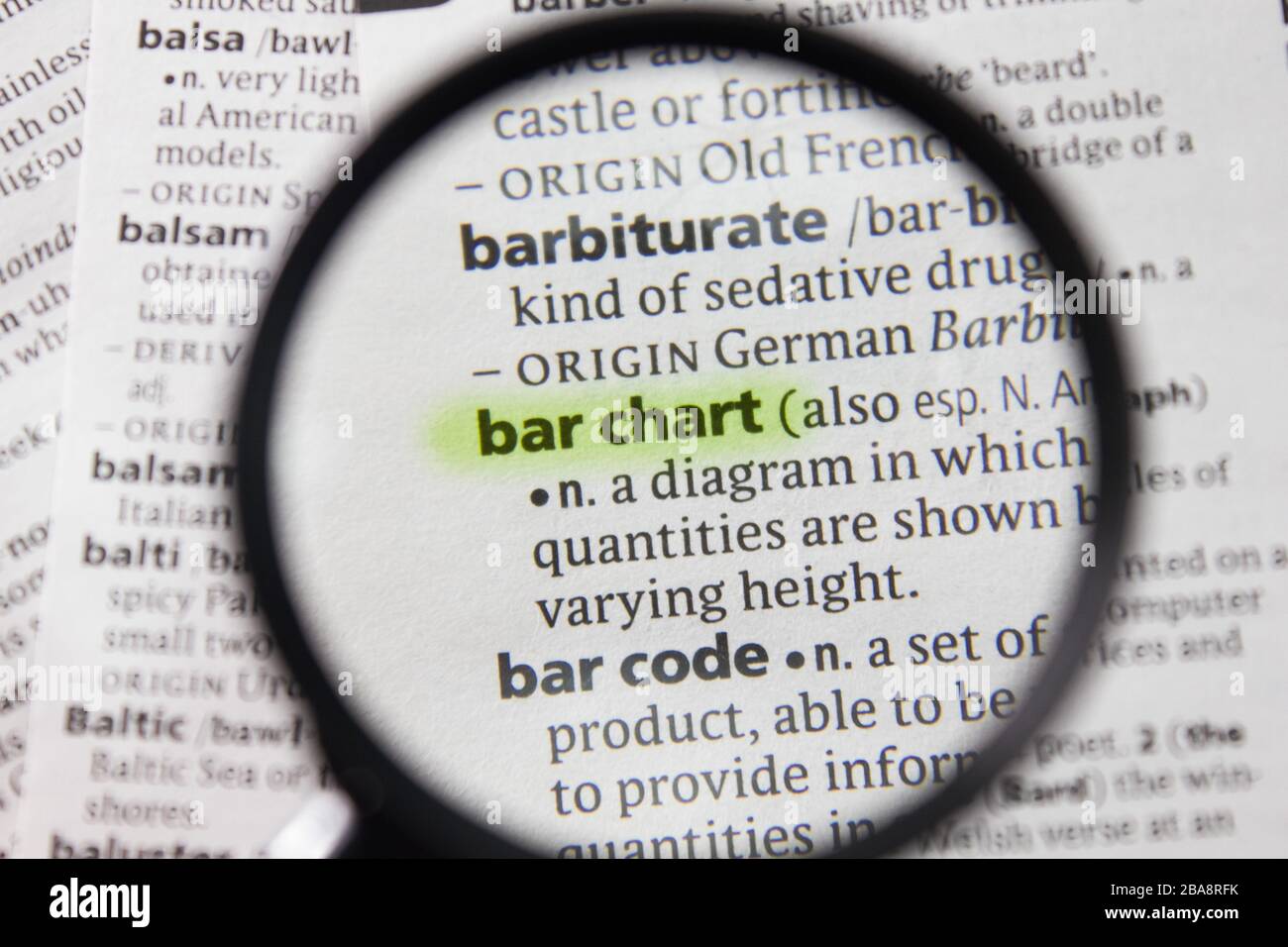 The word or phrase bar chart in a dictionary Stock Photo Alamy