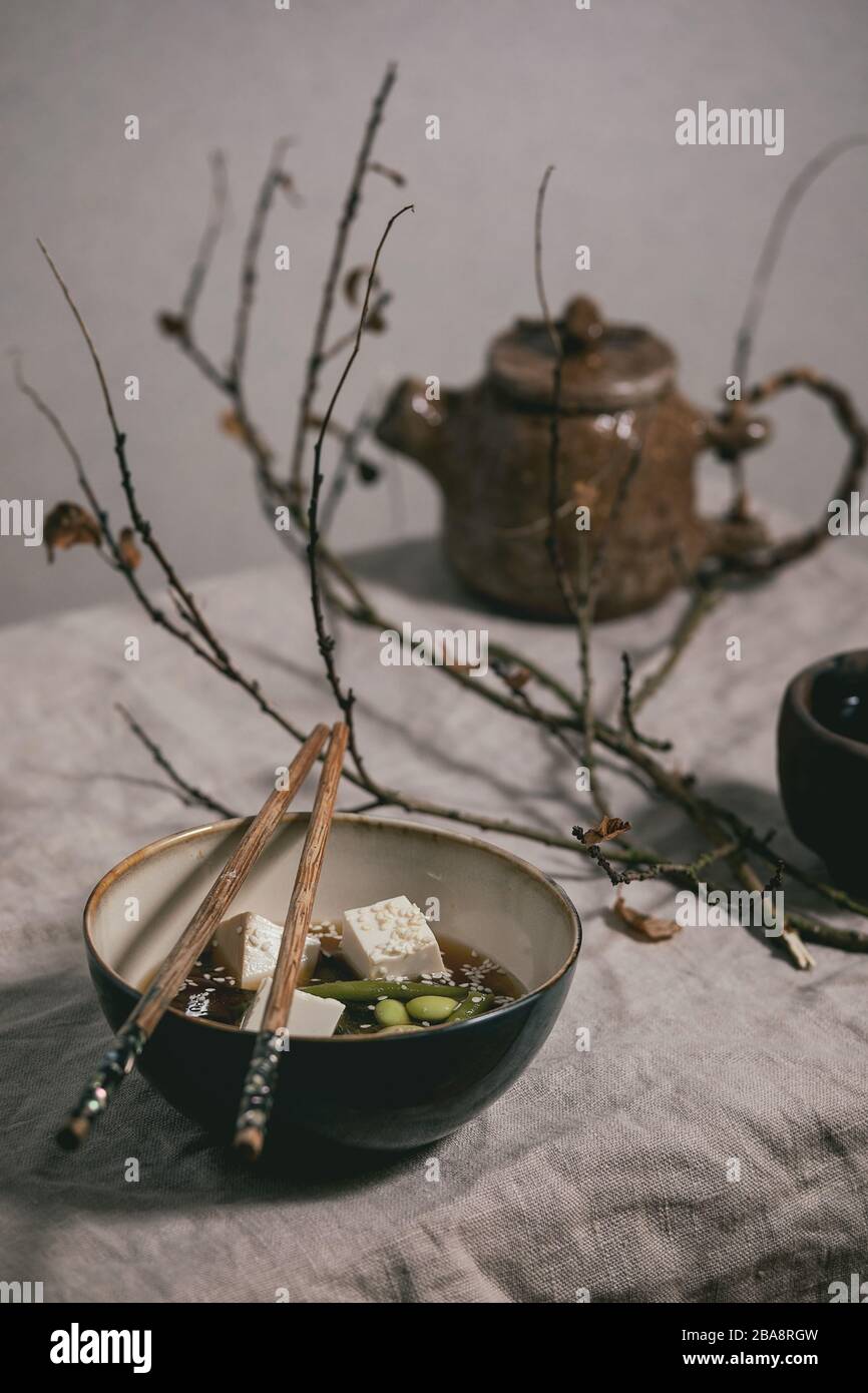 Tofu miso soup Stock Photo - Alamy