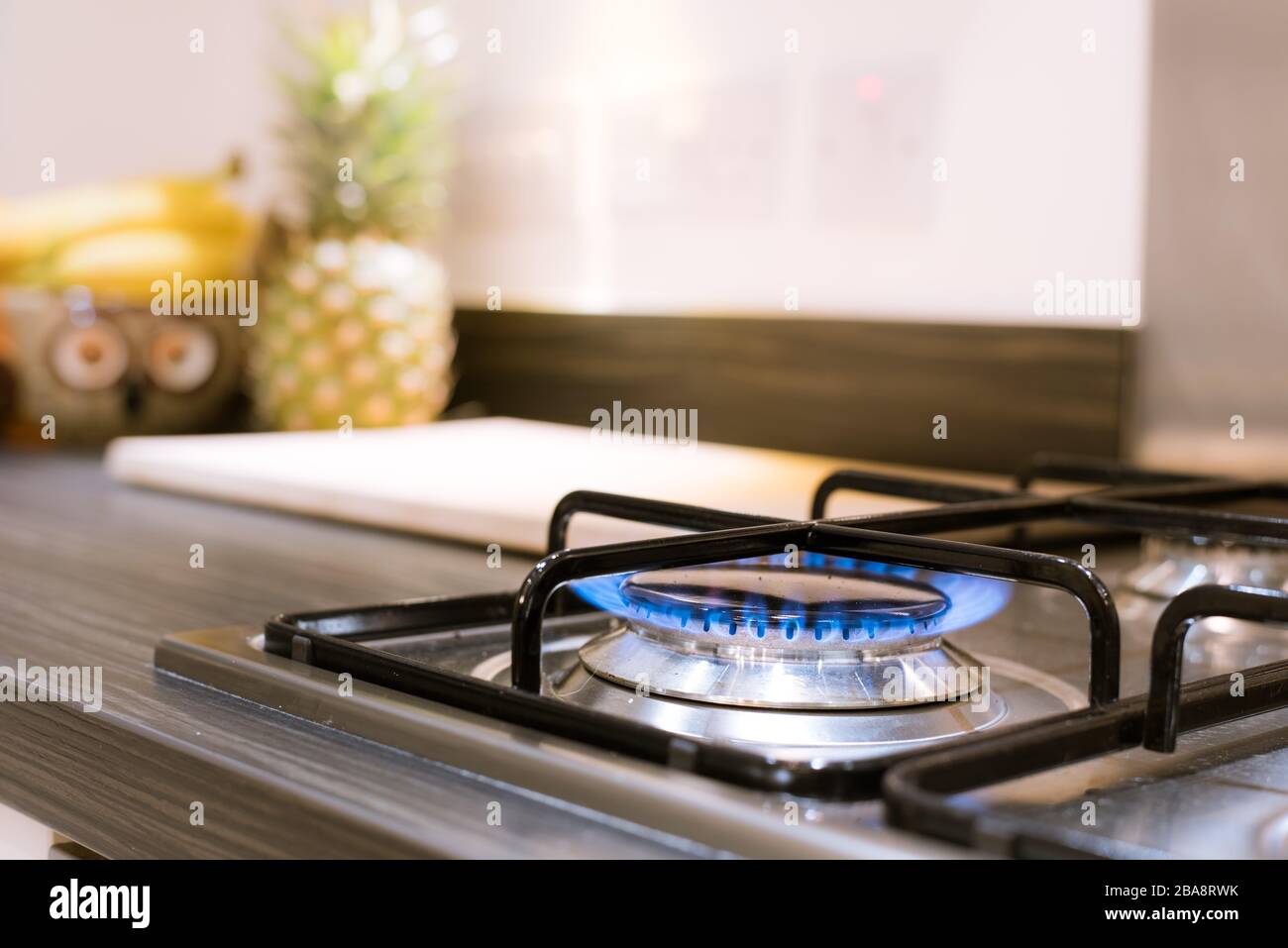 Gas hob in a modern kitchen Stock Photo