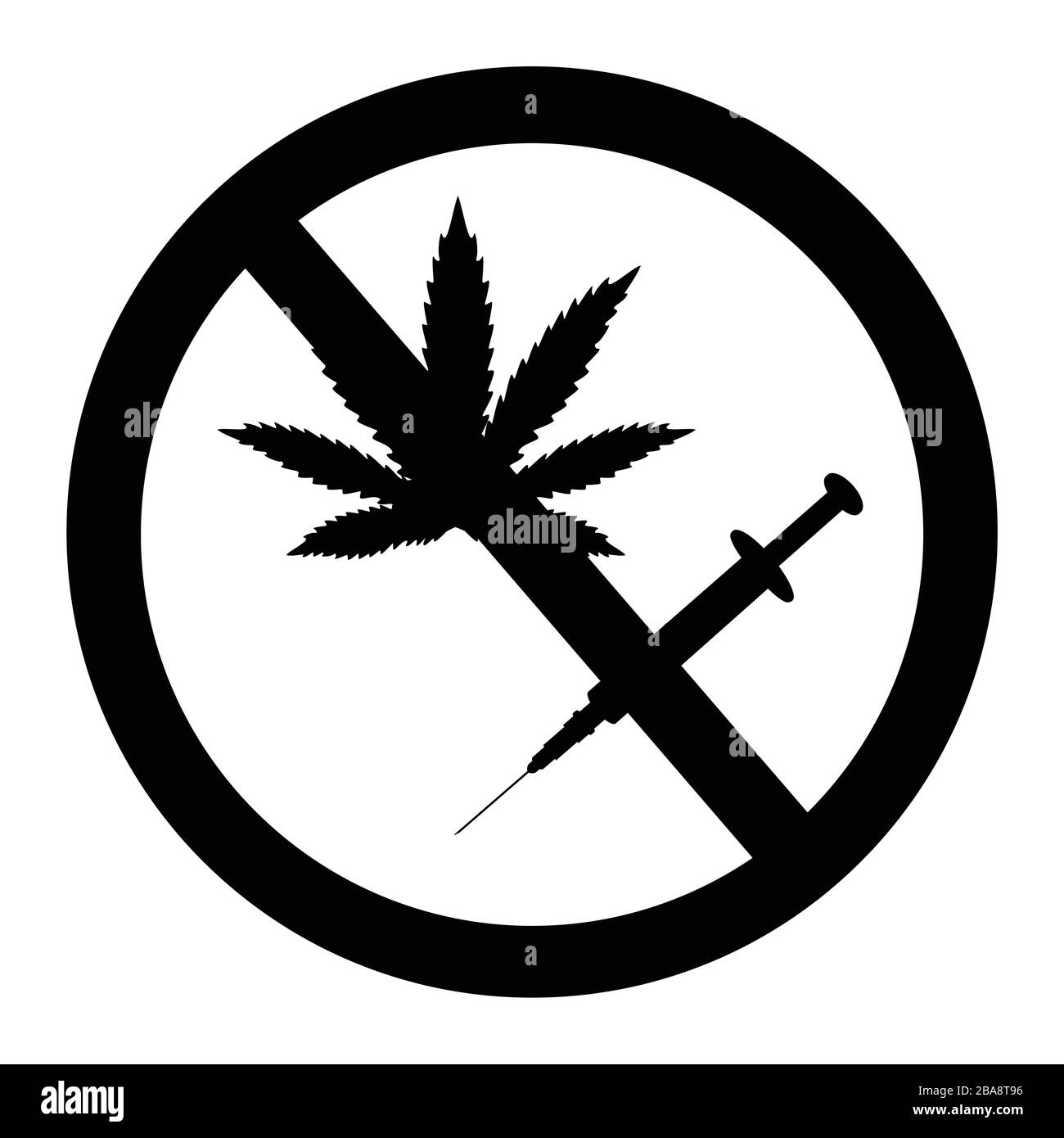 Prohibition sign  no drugs and marijuana allowed. Stock Vector