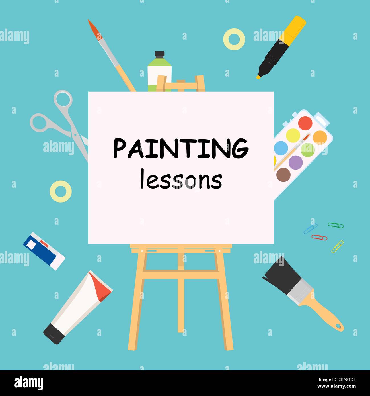 Painting lessons. Easel for painting Paint artists workspace