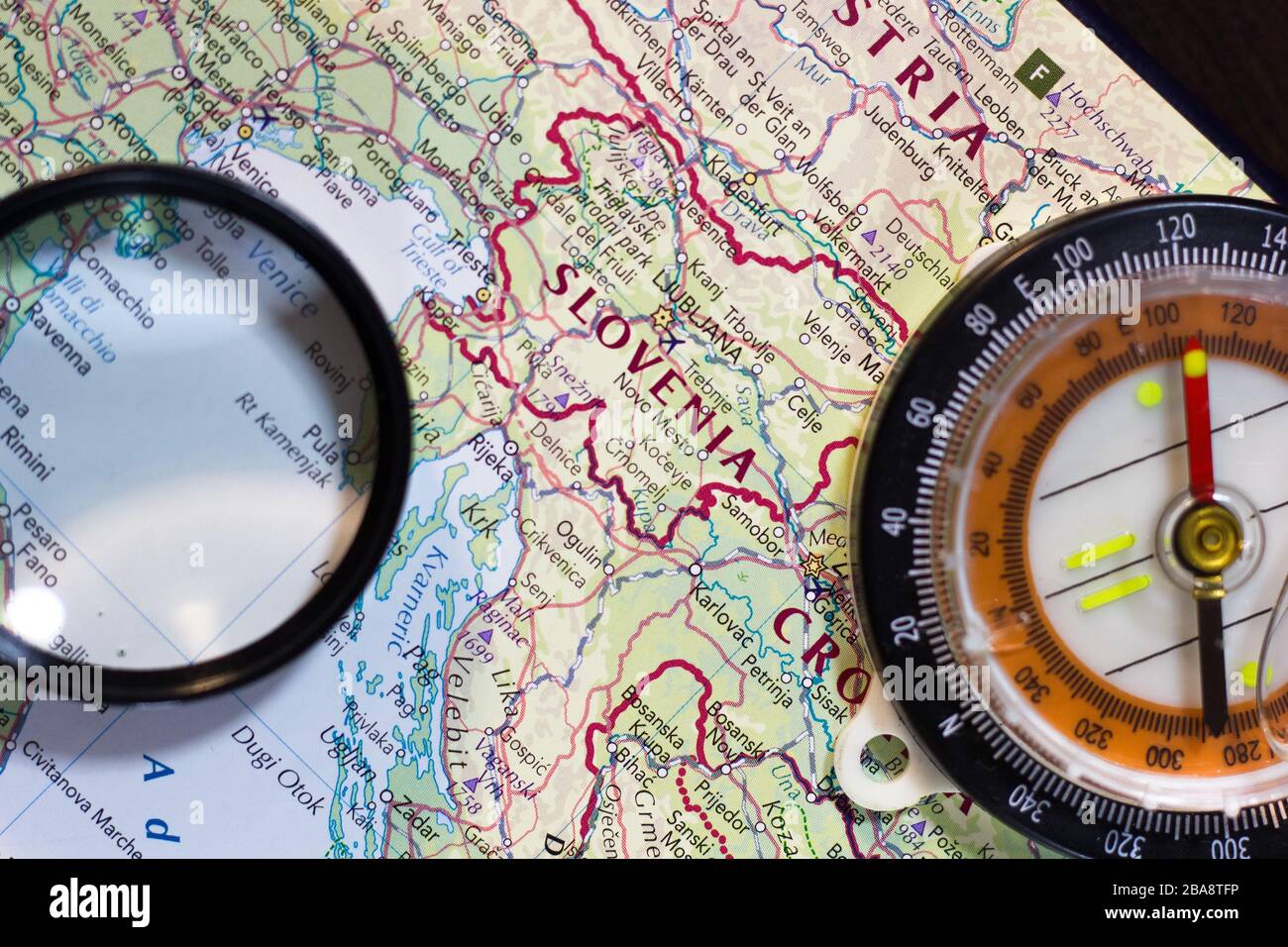 Slovenia on the map of the world or atlas Stock Photo - Alamy