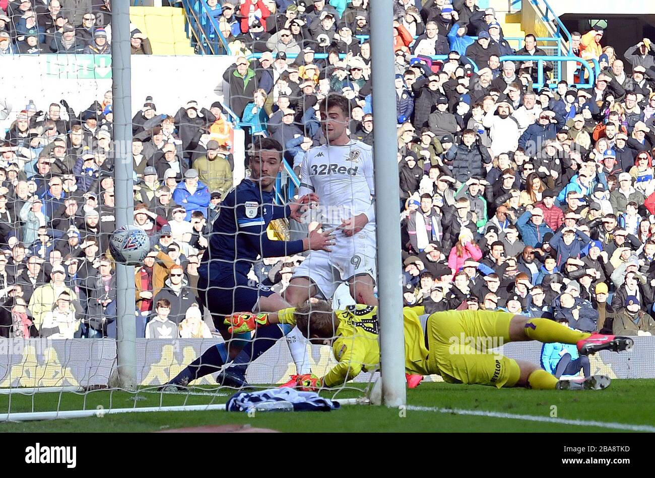 Leeds United's Patrick Bamford scores his team’s second goal Stock Photo