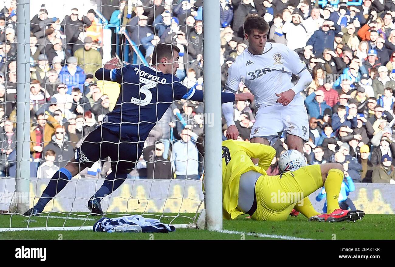 Leeds United's Patrick Bamford scores his team’s second goal Stock Photo