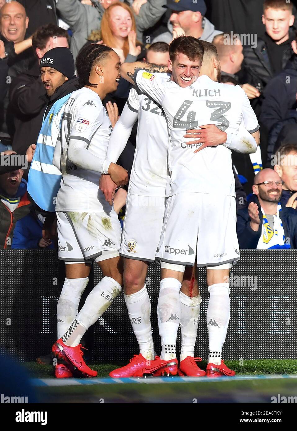 Leeds United's Patrick Bamford is congratulated on scoring his sides second goal Stock Photo