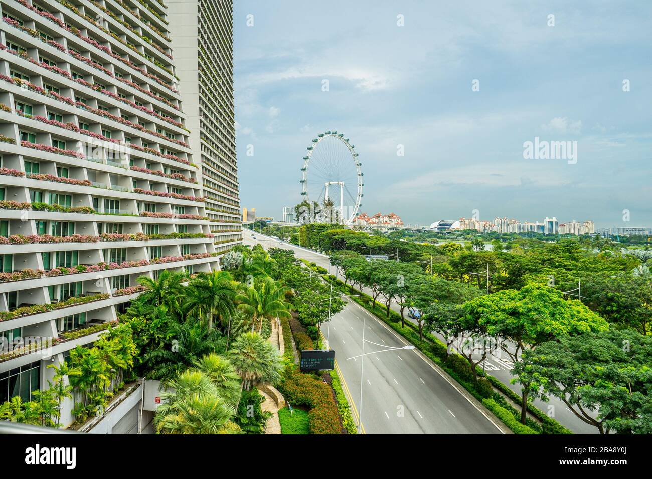 MARINE BAY / SINGAPORE, 29 APR 2018 - Marina Bay Sands is one of the most famous luxury hotel in Singapore with breathtaking view of the city from the Stock Photo