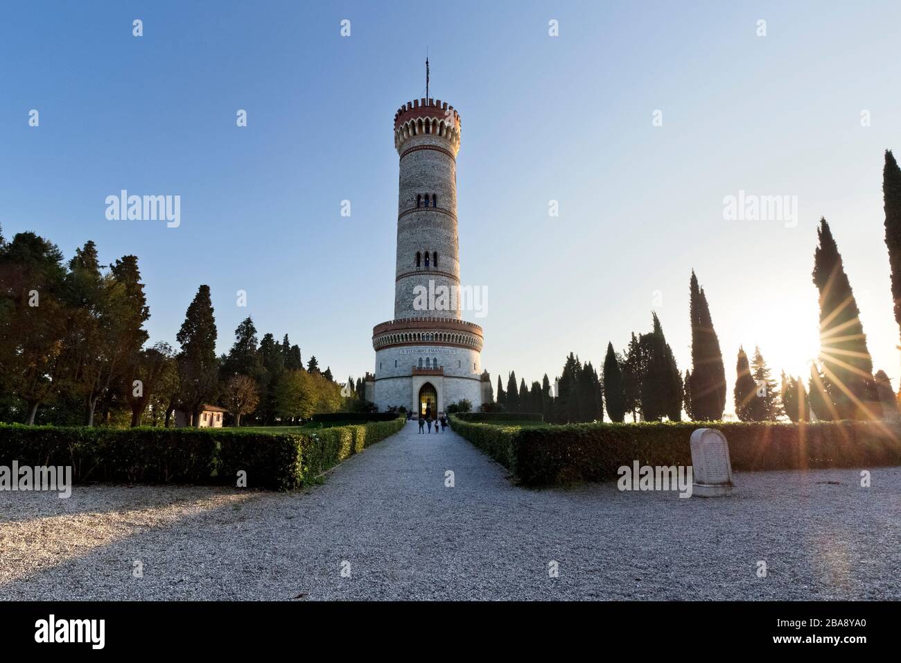 The monumental tower of San Martino della Battaglia celebrates the Italian Risorgimento. Desenzano del Garda, Brescia province, Lombardy, Italy. Stock Photo