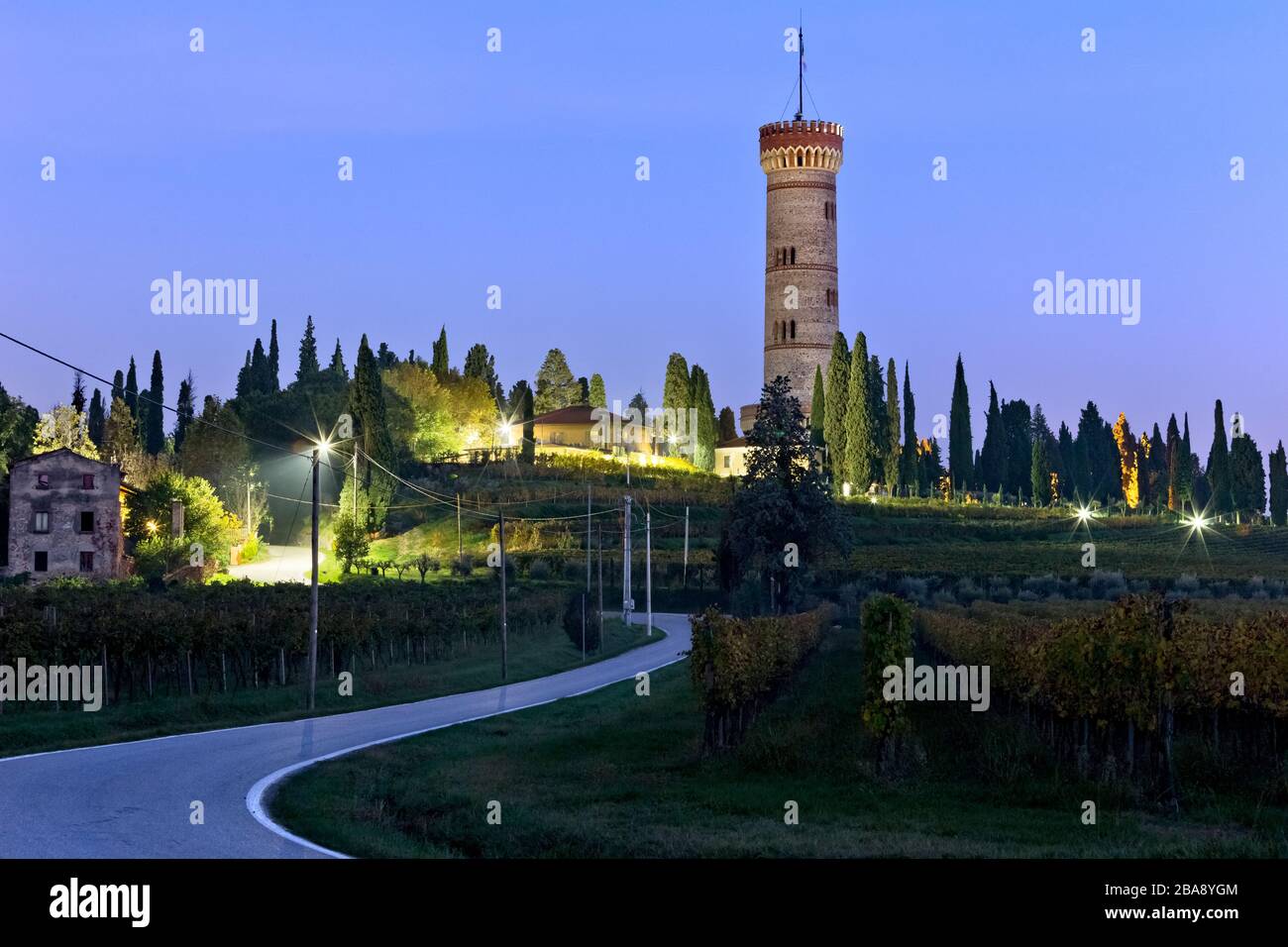 The monumental tower of San Martino della Battaglia celebrates the Italian Risorgimento. Desenzano del Garda, Brescia province, Lombardy, Italy. Stock Photo