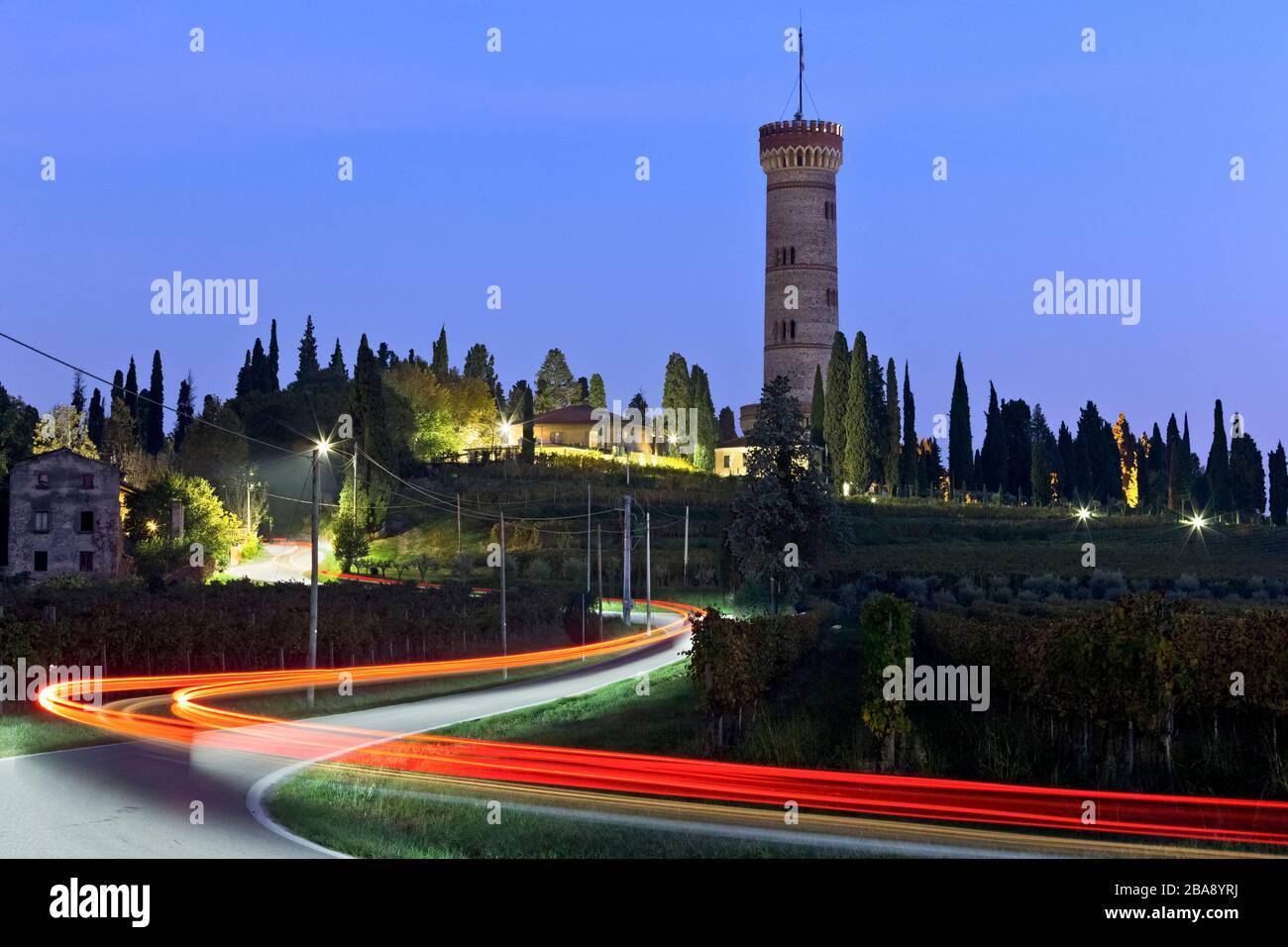 The monumental tower of San Martino della Battaglia celebrates the Italian Risorgimento. Desenzano del Garda, Brescia province, Lombardy, Italy. Stock Photo