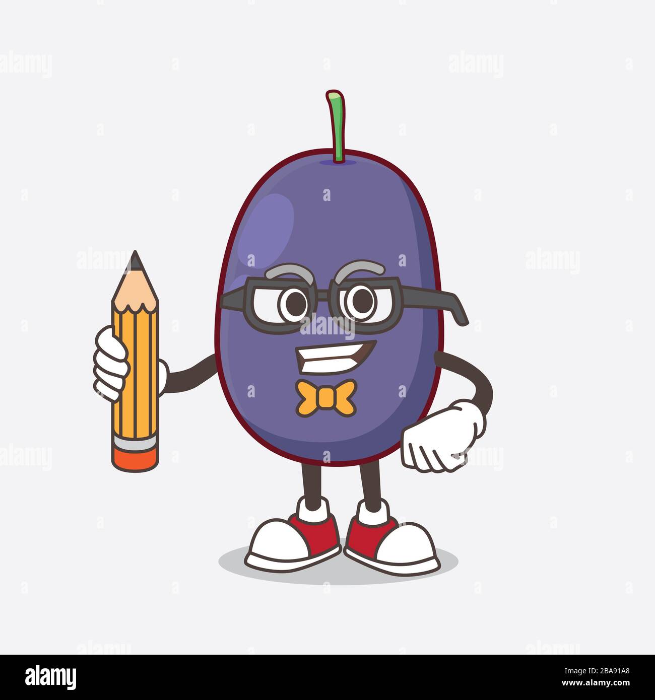 A picture of Java Plum cartoon mascot character holding pencil Stock ...