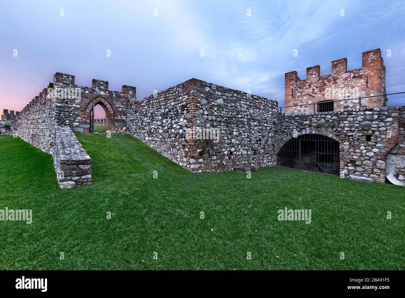 Medieval walls and towers of the Rocca di Lonato. Lonato del Garda, Brescia province, Lombardy, Italy, Europe. Stock Photo