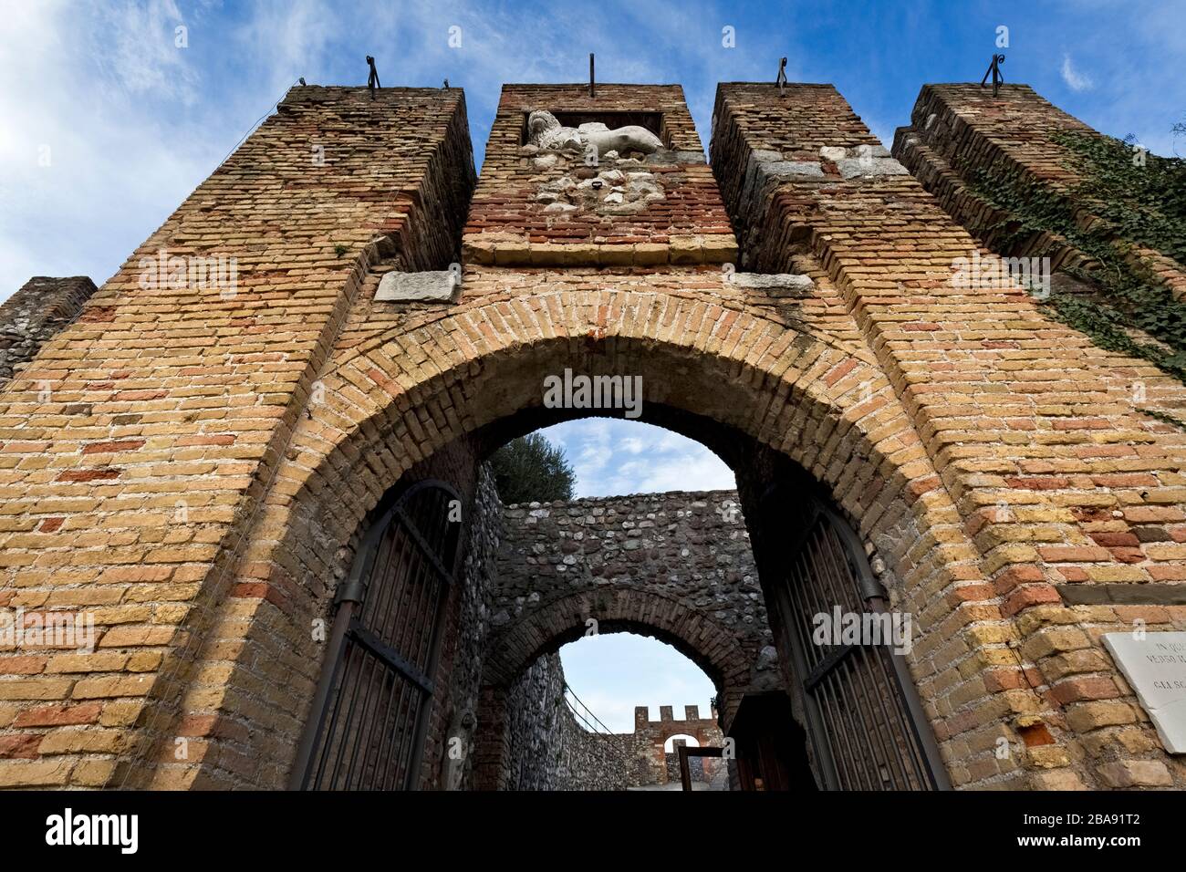 Medieval walls of the Rocca di Lonato. Lonato del Garda, Brescia province, Lombardy, Italy, Europe. Stock Photo